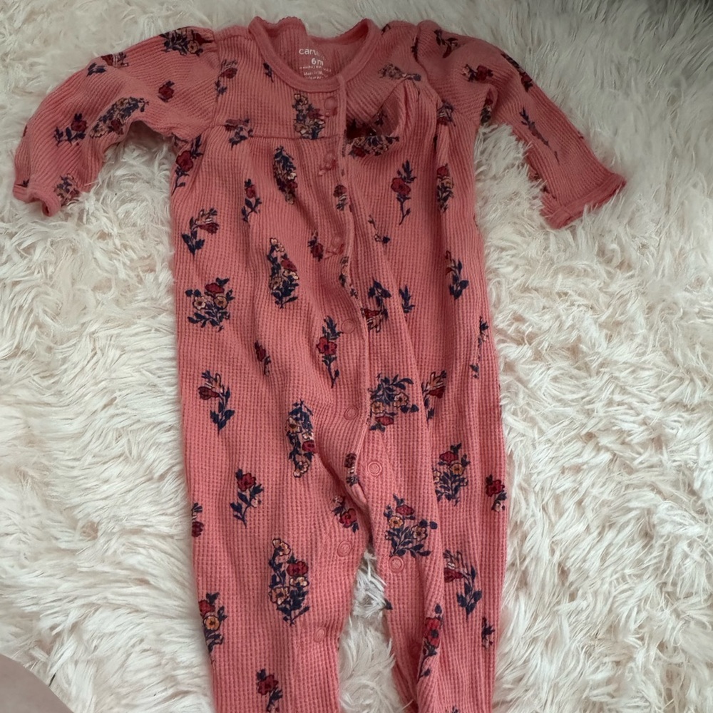 Carter's Pink Floral One Piece Footie